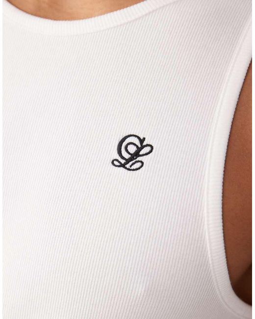 ASOS Blue Heavyweight Muscle Fit Tank Top With Embroidery for men