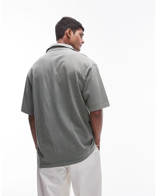 Topman – oversize-poloshirt aus jersey in Gray für Herren