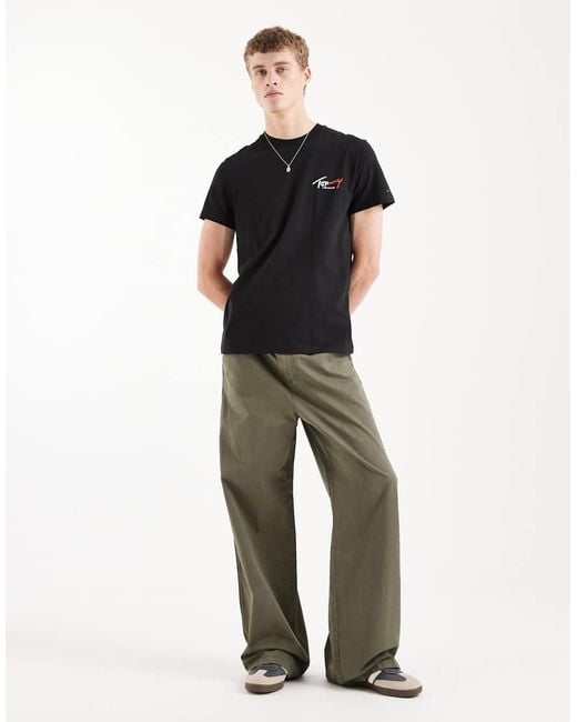 Tommy Hilfiger Black Chest Logo Slim Fit T-Shirt for men