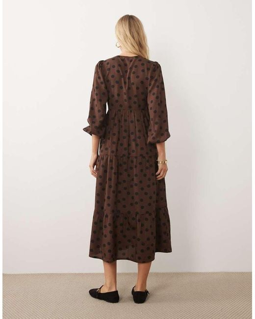 Wednesday's Girl Brown Long Sleeve Wrap Midaxi Dress