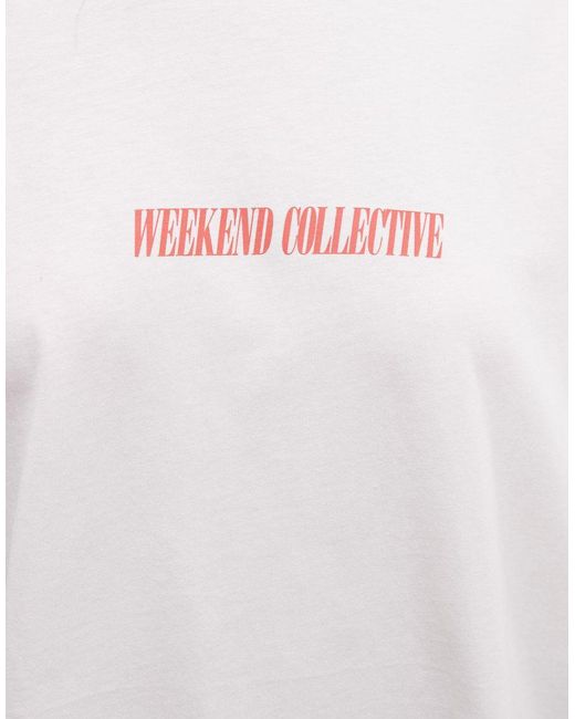 ASOS White Weekend Collective Icon Oversized T-shirt With Stacked Back Logo
