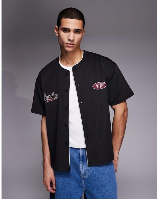 Courtside Gray Boxy Baseball Jersey for men