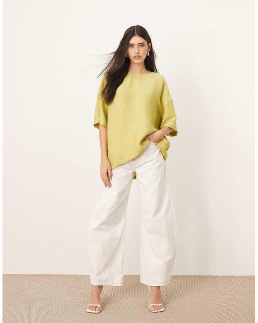 ARRANGE Natural Oversized Textured Boxy Woven T-shirt