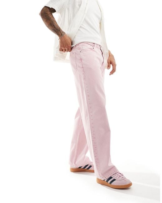 Dr. Denim Pink Omar Wide Straight Leg Jeans for men