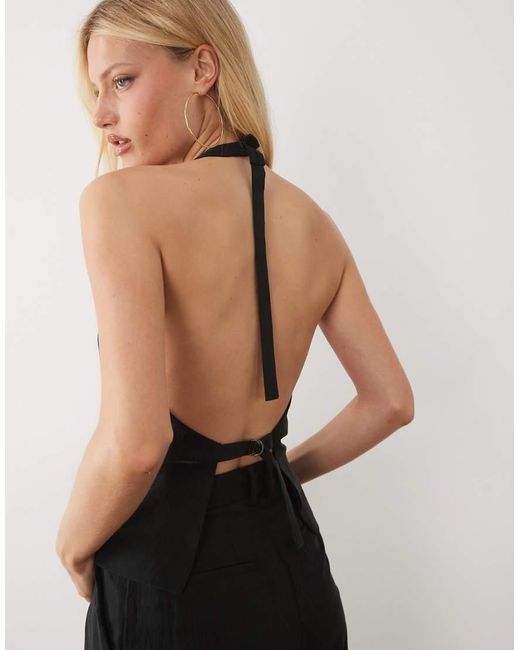 Mango Black Marga Backless Halterneck Waistcoat Co-ord