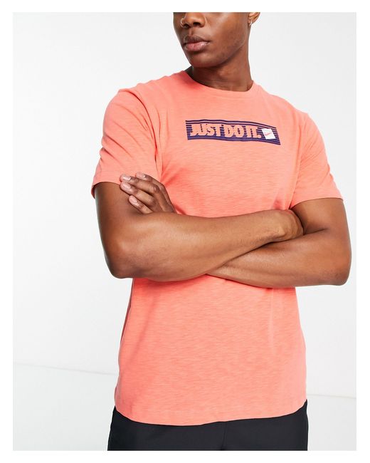 Nike Dri-fit Just Do It Slub T-shirt in Pink for Men | Lyst