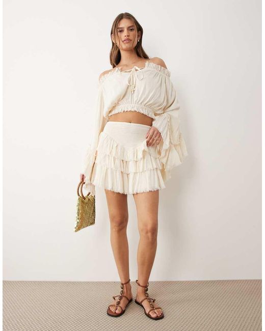 Miss Selfridge Natural Boho Layered Shorts