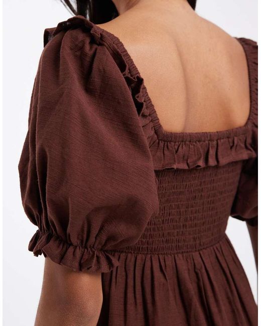 New Look Shirred Frill Trim Midi Dress