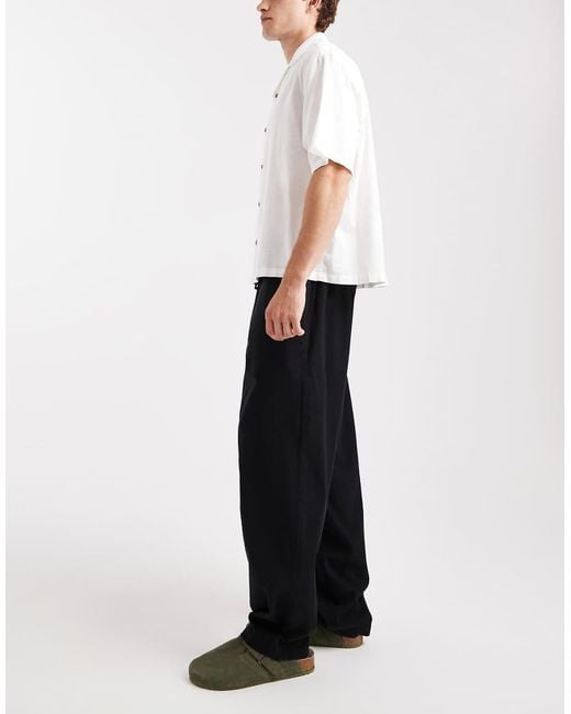 Jack & Jones Black Loose Fit Linen Mix Trouser for men