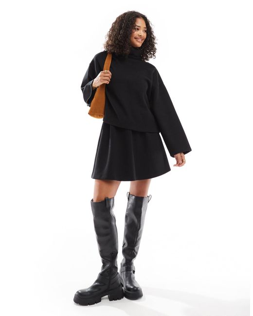ASOS Black – superweiches, doppellagiges 2-in-1-minikleid
