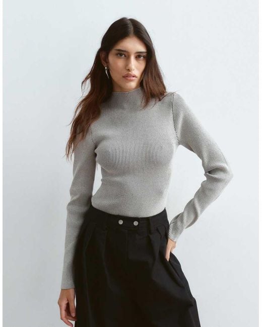 ARRANGE Gray Soft Knit Long Sleeve Bodysuit