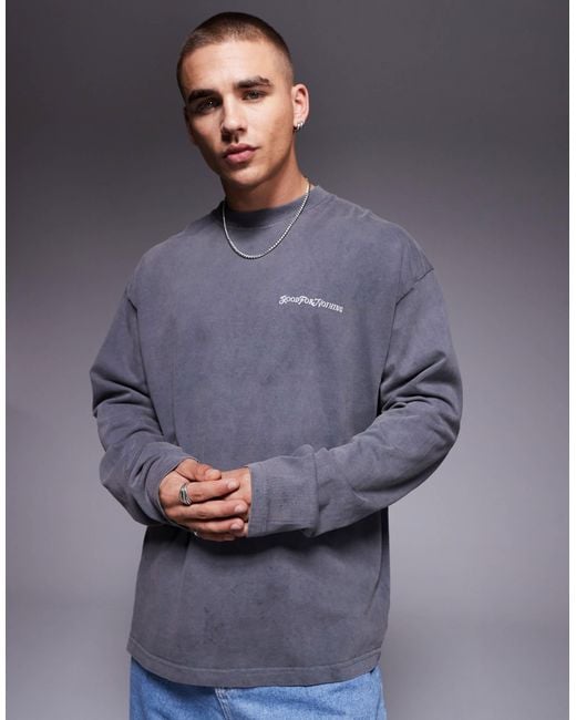 Good For Nothing Gray Logo Long Sleeve T-shirt for men