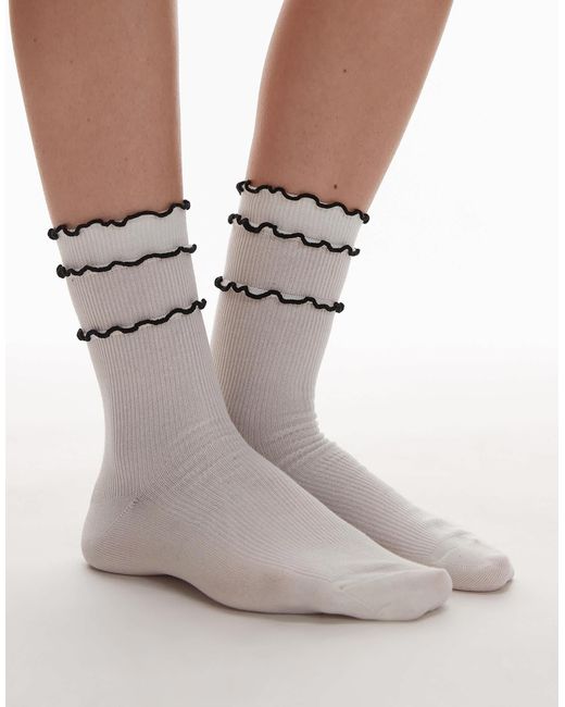 & Other Stories White Tiered Ankle Socks With Trims