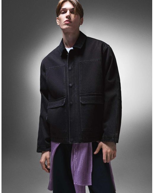 Veste en jean avec poches Bershka pour homme en coloris Blue