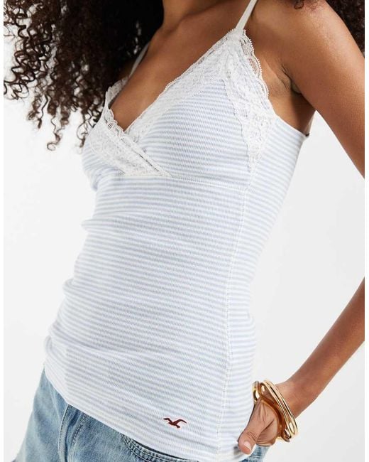 Hollister White Lace Trim Cami Top