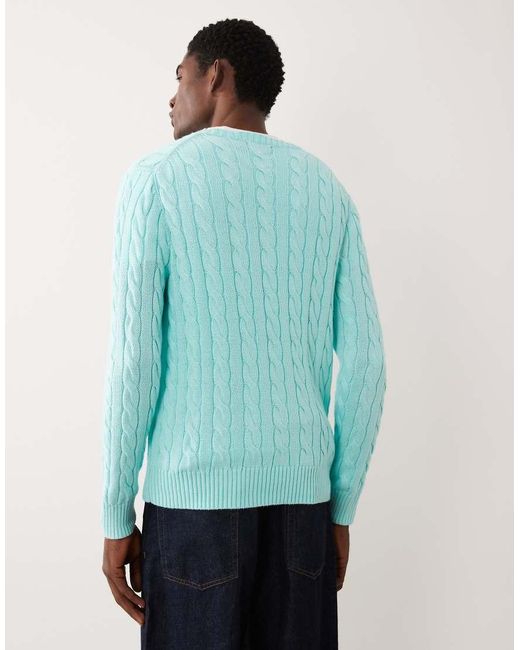 Polo Ralph Lauren Green Long Sleeve Icon Logo Cable Knit Sweatshirt for men