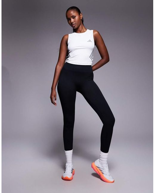 Adidas Originals White Adidas Running Adi365 Tank Top With Three Stripes