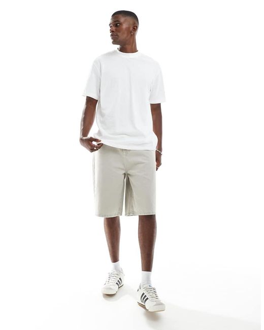 Jorts Taglio Lungo Lavaggio Chiaro di ASOS in Natural da Uomo