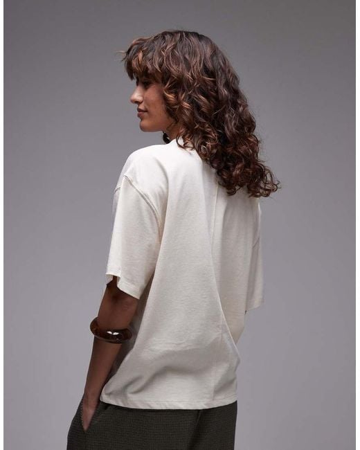 T-Shirt A Maniche Corte Oversize Squadrata Color Pietra di TOPSHOP in Gray