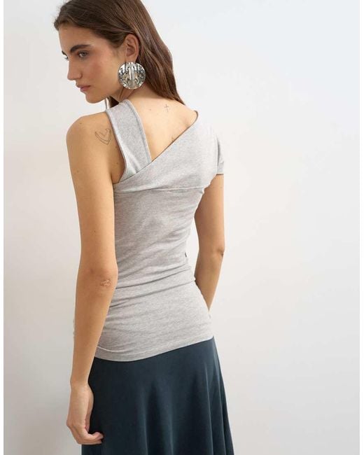 TOPSHOP Blue Tie Strap Knot Detail Tank