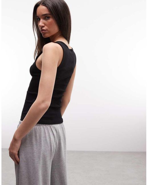 Weekday Black Rib Square Neck Tank Top