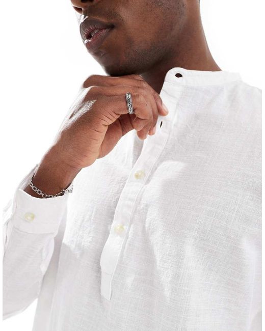Jack & Jones Linnen Overhemd Zonder Sluiting in het White voor heren