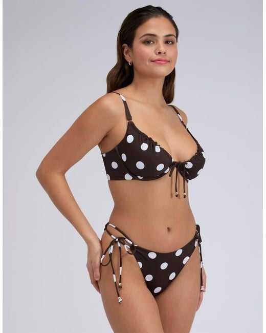 Boux Avenue Black Ibiza Polka Dot Plunge Bikini Top Underwired Swimwear