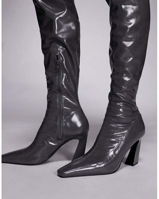 ASOS Black Keeper Chisel Toe Over The Knee Boots