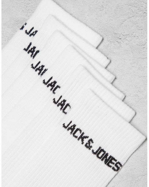 Jack & Jones White 3 Pack Logo Tennis Sock for men