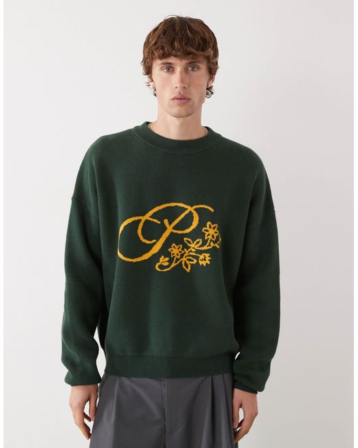 Prohibited – oversize-strickpullover in Green für Herren