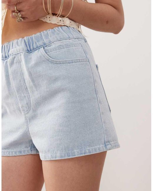 Miss Selfridge Blue Elastic Waist Shorts