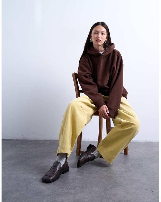 TOPSHOP Yellow Corduroy High Rise Barrel Leg Pants