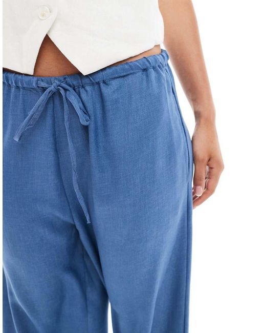 ONLY Blue Tie Detail Pull On Trousers