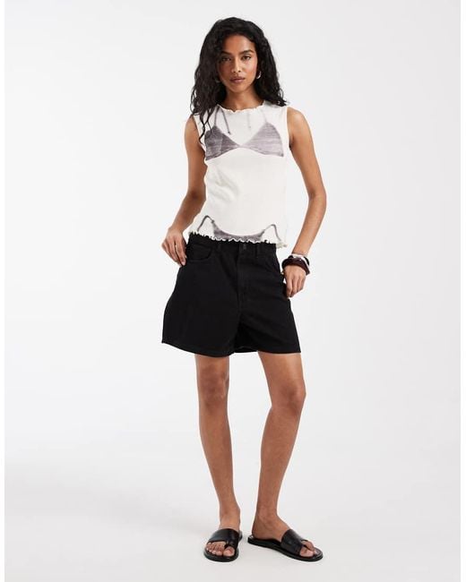 Vero Moda White Kirsa High Waist Loose Fit Denim Shorts
