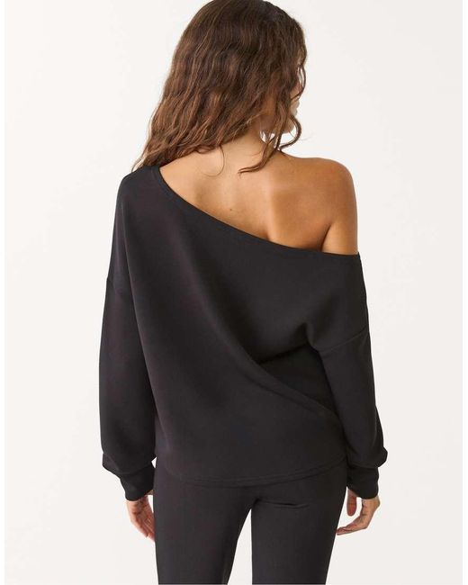 Stradivarius Black Off Shoulder Sweatshirt