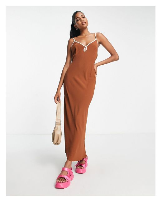 Abercrombie & Fitch Synthetic Midaxi Slip Dress in Brown Lyst Australia
