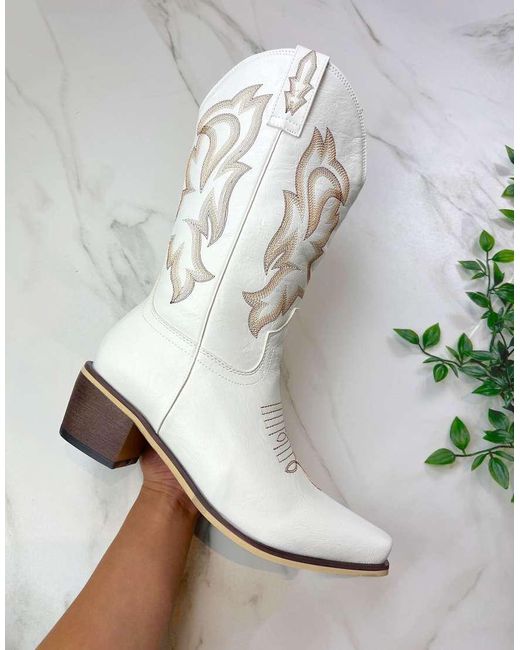 GIA STUDIOS White Cowboy Western Boots