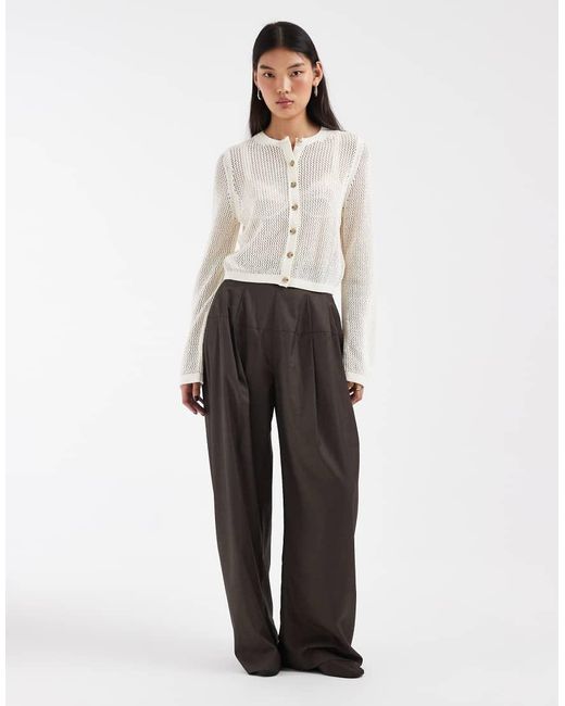 & Other Stories White Pure Cotton Crew Neck Lightweight Cardigan