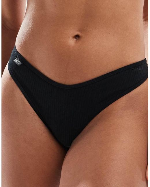 Tanga De Canalé De Algodón De Cotton On Cotton On de color Blue