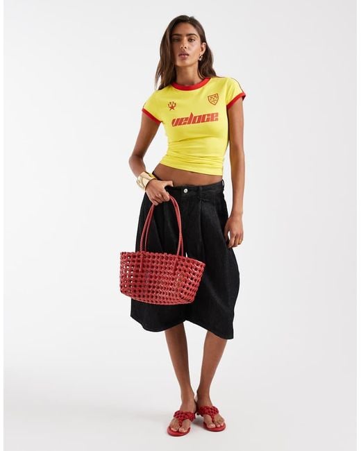 ASOS Yellow Baby Tee With Football Graphic