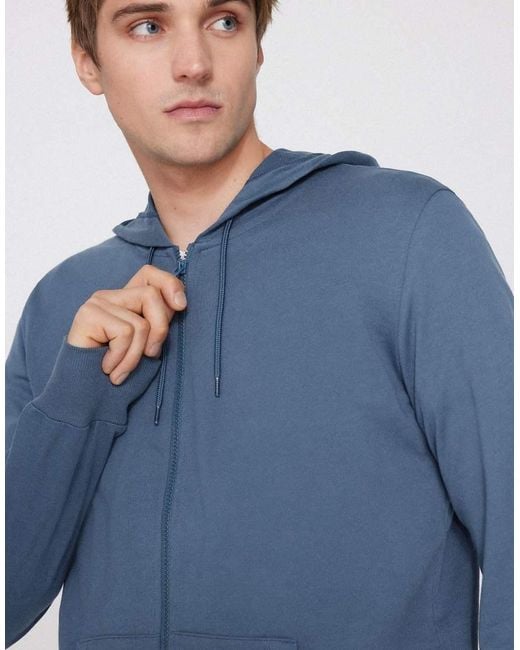 Tezenis Blue Long-Sleeved Zip-Up Hoodie for men
