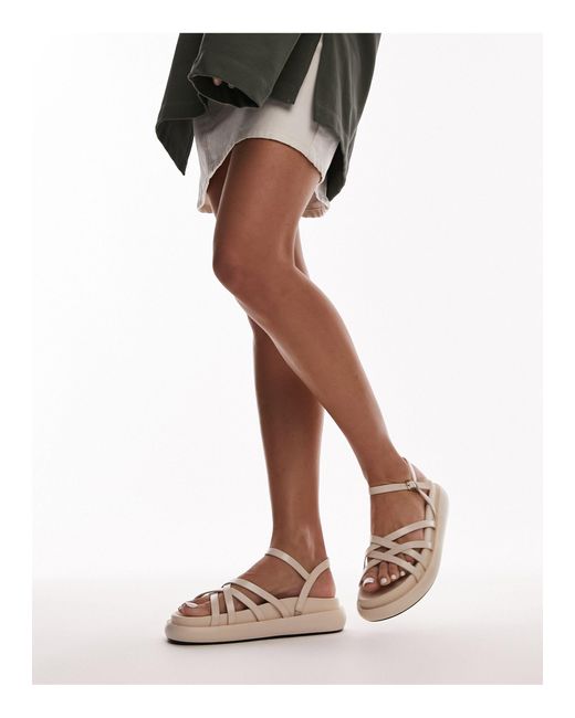Junior - sandali bianco sporco con suola flatform e fascette sottili di TOPSHOP in White