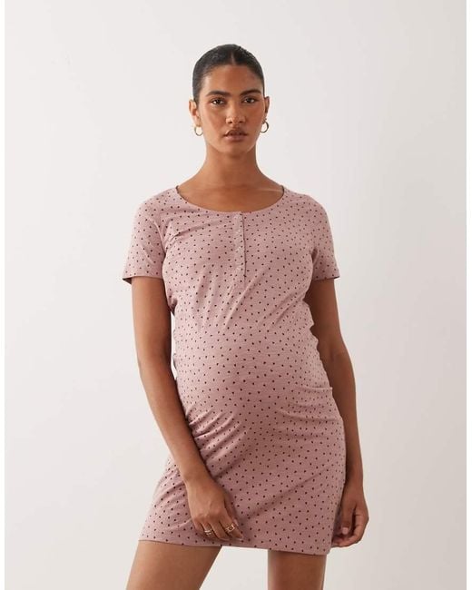 Mama.licious Red Mamalicious Maternity Heart Print Nightdress With Nursing Function