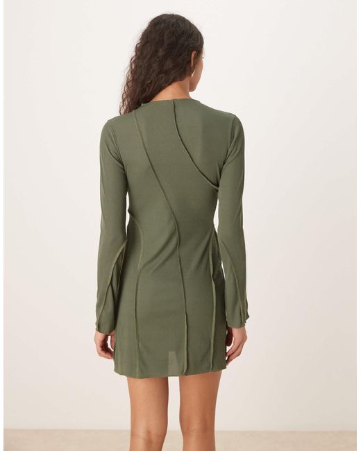 ASOS Green – asymmetrisch geripptes minikleid