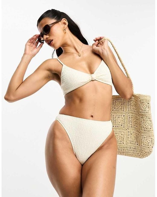 South Beach White Knot Front Bikini Top