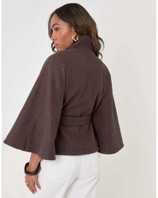 Threadbare Brown Faux Wool Cape Coat