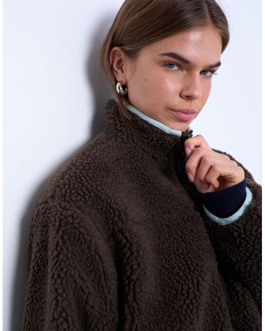 TOPSHOP Black – teddyfleece-jacke