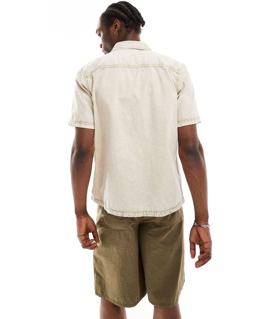 Camisa blanco hueso lavado Dickies de hombre de color Natural