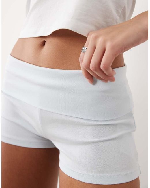 Gina Tricot White Fold Over Hotpant Shorts