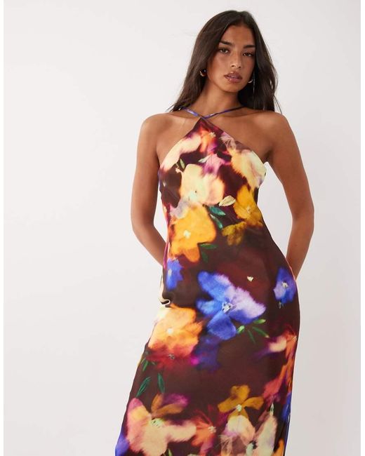 Nobody's Child Black Delphi Bias Cut Halter Neck Detail Satin Maxi Dress
